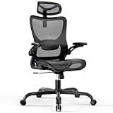 Marsail Ergonomic Mesh Office Chair High Back Home Office Desk Chair with Adaptive Lumbar Support, 2D Headrest, 3D Flip-Up Armrests, Height Adjustable and Rocking Tilt for Home Office and Gaming