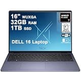 Dell 16 Laptop 16" WUXGA Anti-Glare AMD 8-core Ryzen 7 250 32GB RAM 1TB SSD Backlit ExpressCharge for Creator Designer Business Professional Work Win11