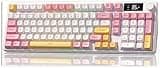 Keymatic Gaming Keyboard Wireless Creamy Keyboard with Media Knob & Screen Cute Keyboard Mechanical Feeling with Number Pad RGB Backlit Tri-Mode BT/2.4GHz/USB-C - White