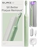 SURI 2.0 Sonic Electric Toothbrush with Pressure Sensor & UV-Cleaning Travel Case | 1 Month+ Battery | Electric Toothbrush for Adults | Travel Toothbrushes | Tooth Brush | Green