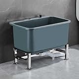 Eoweiot Commercial Floor Mop Sink with Deep Basin, Removable Utility Sink on Wheels for Garage and Backyard Use (Grey 60cm)