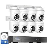 Hiseeu 3K PTZ Wired Security Camera System Outdoor with Color Night Vision,Audio,8 x 5MP IP67 CCTV Cameras,5MP DVR 8CH,1TB HDD,360°Coverage,Person/Vehicle Detection,Alarm Spotlight,24/7 Recording