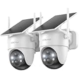 COOAU Cameras for Home Security, 2K 360° Solar Security Cameras Wireless Outdoor, Low-Light Rechargeable, Easy to Install, Surveillance Cam with AI Smart Detection,Color Night Vision,Two-way Audio