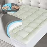Pillow Top Mattress Topper Twin Size, 4.5” Cooling Dual Layer Mattress Topper (2.7" Extra Thick Soft Plush Mattress Pad & 0.6" Gel Memory Foam &1.2" Firm Foam for Back Pain)