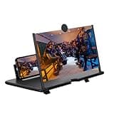 Phone Magnifier Screen, HD Mobile Screen Magnifier Enlarger for Movies Videos Games, Lightweight Foldable Mobile Phone Holder Compatible with All Smartphones (Black, 10in)