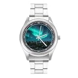 FodPand Analog Men Stainless Steel Band Watch Big Face Silver Wristwatch