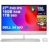 Dell 24 AIO Desktop 23.8" FHD Touchscreen Intel 8-core Ultra 7 355 (49 AI Tops) 16GB RAM 1TB SSD Wi-Fi7 for Creator Designer Business Professional Win11Pro