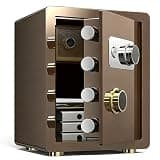 Fire-Resistant Steel Safe Box with Mechanical Lock, Anti-Theft Security Vault for Jewelry, Documents & Valuables, Home Use, Compact 15"x11.8"x11.8", Black