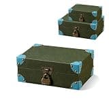 LVPETALIZE Treasure Chest,Wooden Treasure Box with Leather,Vintage Decorative Storage Boxes with Lids,Treasure Chest Box for Jewelry, Coins and Collectibles (sage green)
