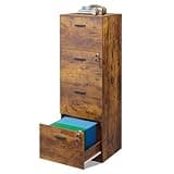 DEVAISE 4 Drawer File Cabinet with Lock, Vertical Filing Cabinet for A4/Letter Size Files, Wood Storage Organizer for Home Office, Rustic Brown