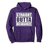Straight Outta Milwaukee - USA City Wisconsin Milwaukee Pullover Hoodie, Adult Unisex, Purple, Medium