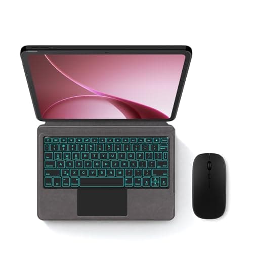 Bluetooth Keyboard Case for Oppo Pad Air 5 12.1/Pad 5 12.1/Pad 4 Pro 13.2, Backlit Detachable Keyboard Magnetic TPU Cover w/Trackpad (Black,Pad 5 12.1",Backlit Touch Keyboard & Mouse)