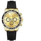 OLEVS Women's Watch Gold Face Black Analog Quartz Luxury Sporty Style Waterproof Ladies Watch Luminous Easy to Read
