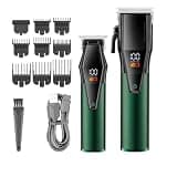 DAXXIN Hair Cutting Tool, 2PCS Professional Hair Clipper Adjustable Barber Hair Cutting Machine Cordless Hair Trimmer Digital Display Clipper for Men