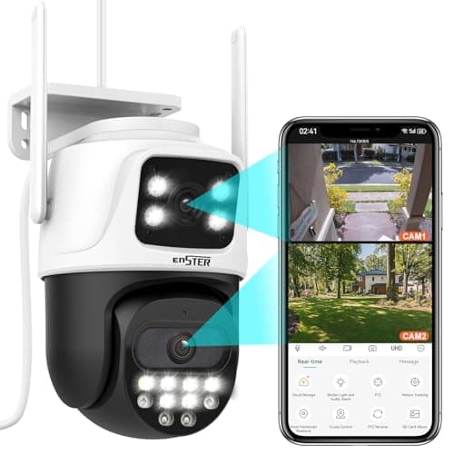 ENSTER 2K Outdoor Surveillance Camera WLAN with Dual Lens Dual View