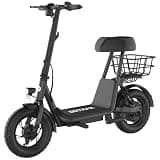 Gotrax A5 Electric Scooter w/Seat for Adults, 12" Pneumatic Tire, Max 15.5 Miles&15.5 Mph Power by 400W Motor, Dual Rear Shock Absorber&Dual Brake, Comfortable Wider Seat&Carry Basket& Hook, Black