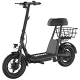 Gotrax A5 Electric Scooter w/Seat for Adults, 12" Pneumatic Tire, Max 15.5 Miles&15.5 Mph Power by 400W Motor, Dual Rear Shock Absorber&Dual Brake, Comfortable Wider Seat&Carry Basket& Hook, Black