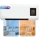 Portable Air Conditioner Fan Heater, 2-in-1 Wall Mounted Fan with Remote, Evaporative Cooler for Bedroom Office, Energy Efficient Quiet Cooling Heating Unit with Timer, White