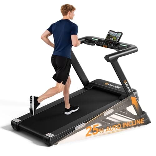 YUEJIQI Treadmill with 25% Auto Incline, 4.0HP Quiet Brushless Folding Treadmills, 10 MPH Max Speed, LED Touchscreen, 300LBS Capacity Home Office Treadmill for Running Jogging Walking