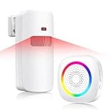 TECKNET Wireless Motion Sensor Door Chime, Fast Detection PIR Entry Alert(5S Interval Alarm) with 61 Chimes, 5 Volume Levels, RGB Light Indicator, Easy Install for Business, Home, Elderly, Visitors