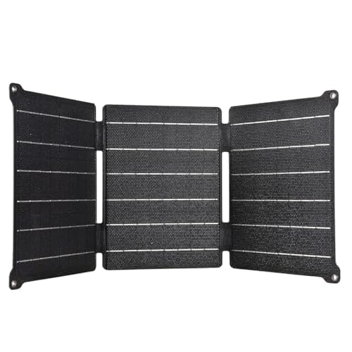 Tomvorks Foldable Portable Solar Panel with High Efficiency for Fast Charging Dual USB Outputs for Hiking or Travel IPX6 Material (21w)