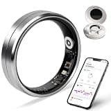 Smart Ring for Women and Men, 5ATM Waterproof Smart Rings Health Tracker with Sleep/Stress/Heart Rate/Activity Monitor, No Subscription, Smart Rings Fitness Tracker for Android iOS, Size 8, Silver