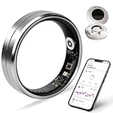 Smart Ring for Women and Men, 5ATM Waterproof Smart Rings Health Tracker with Sleep/Stress/Heart Rate/Activity Monitor, No Subscription, Smart Rings Fitness Tracker for Android iOS, Size 8, Silver