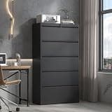 AKHLSASK 5 Drawer Lateral File Cabinet, Locking Metal Filing Cabinet for Home Office, All-Steel Lockable File Cabinet for Legal/Letter/A4/F4 Size (Black)