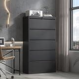 AKHLSASK 5 Drawer Lateral File Cabinet, Locking Metal Filing Cabinet for Home Office, All-Steel Lockable File Cabinet for Legal/Letter/A4/F4 Size (Black)