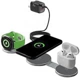 Oxaa 3 in 1 Wireless Charging Station for Samsung, Qi2 15W Magnetic Fast Charger Stand for Galaxy S25 S24 Z Flip 7 Fold 7, Watch 6 5 4 and Buds, Foldable Travel Dock