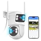 OOSSXX (2026 Upgrade) 2K 4MP Dual Lens WiFi Security Camera System, 130° Wide View + PTZ Auto Tracking, 2.4G/5.8G Dual Band, Outdoor Wireless Security Camera, Free Remote Control No Monthly Fee