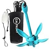 CALPALMY Folding Kayak Anchor Kit 3.5 lb - Versatile Grapnel Anchor for Kayaks, Canoes, Paddle Boards (SUP) & Jet Skis - 32ft Marine Rope - Lightweight & Portable - Ideal for Water Sports, Blue