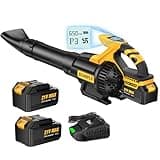 SOARFLY Cordless Leaf Blower – 650 CFM | 28,000 RPM Brushless Motor, 2×4.0Ah Battery & Fast Charger, 3-Speed Turbo Mode, Lightweight Electric Leaf Blower for Lawn Care, Patio, Snow, Leaves, Dust