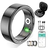 Smart Ring for Women Men, Fitness Tracker Ring with Free App No Subscription Fee, 7 Days Battery Life, Sleep Monitor, Heart Rate & Step Tracker, IP68 Waterproof, Android/iOS Compatible(Black,10)
