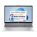 HP 15.6 inch FHD IPS Windows Laptop AMD Ryzen 5 7520U, 8GB LPDDR5 RAM, 512GB PCIe NVMe M.2 SSD Natural Silver, Windows 11 Pro, Free Lifetime Microsoft Office 2024 (Ryzen 5-7520U)