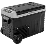 EUHOMY 12 Volt Refrigerator, 37QT(35L) Electric Cooler, Portable Freezer 12V/24V DC 100-240V AC, 12V Fridge -4℉~68℉, 12V Cooler with Wheels & 2 Baskets for Travel, Truck, Boat, Camping