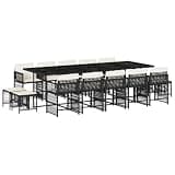 mtlskopl 15-Piece Garden Dining Set, Large Expandable Outdoor Table and Chairs with PE Rattan, Tempered Glass and Washable Cushions, Modern Patio Furniture for Backyard Gatherings, Black