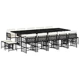 WRJENFSC 15 Piece Garden Dining Set, Black PE Rattan Outdoor Furniture with Large Tempered Glass Table and 14 Cushioned Foldable Chairs for Patio Backyard Terrace, 108 Inch