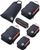 Compression Packing Cubes for Travel, 6-Piece Lightweight Packing Cubes Set for Carry-On Luggage & Backpacks – TRIPPED Travel Gear (Grey and Orange)