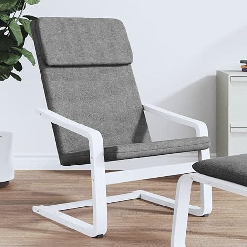 VIHHQGC Relaxing Chair Dark Grey and White with Removable Cushion and Solid Birch Wood Frame for Living Room or Office, Breathable Fabric and Thickly Padded Seat for Comfort