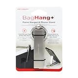 KEY SMART BagHang Plus - 2-in-1 Purse Hook for Table & Phone Stand - Bag Holder and Hanger for Table Tops - Keychain Purse Hanger for Desk - Easy to Clip and Strong Grip Carabiner - Stainless Steel