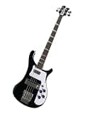 Solid Body Electric Bass Guitar, Black Classic Tribute Style with Dual Pickups, Full Size 4-String for Rock Stage Performance (Bajo Eléctrico)