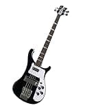 Solid Body Electric Bass Guitar, Black Classic Tribute Style with Dual Pickups, Full Size 4-String for Rock Stage Performance (Bajo Eléctrico)