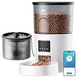 IMIPAW 5G WiFi Automatic Cat Feeder and Water Dispenser, Timed Dry Food Dispenser APP Remote Control, Programmable Portions, with Desiccant, Cat Fountains for Drinking with Filter, Small Pets (Combo)