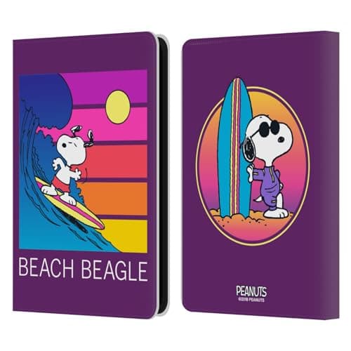 Head Case Designs Officially Licensed Peanuts Beach Beagle Snoopy Aloha Disco Leather Wallet Case Compatible with Amazon Kindle 11th Gen 6in 2022