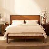 FLEXISPOT Hako G4 Bamboo Platform Bed Frame Queen with Charging Storage Headboard, Japanese Joinery Bed Frame, Built-in Night Light, Minimalist Style, Quick Assembly, 1300 lbs Capacity, Walnut