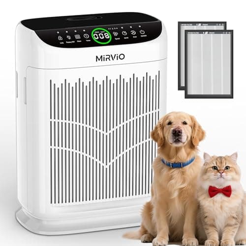 Mirvio HEPA Pet Air Purifiers for Home Large Room Up to 3000Ft² with Washable Double-Sided Filter,Air Cleaner for Pet Hair,Odors,Smoke,Dust, Auto Mode PM2.5 Display,15dB Sleep Mode for Bedroom,White
