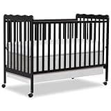 Dream On Me Carson Classic 3-in-1 Convertible Full-Size Baby Crib in Black, GreenGuard Gold & BSA, 4 Mattress Heights, Converts to Day & Toddler Bed, Locking Wheels, Classic Nursery Design