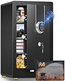 𝟓.𝟓 𝐂𝐮𝐟𝐭 Large Biometric Safe Box, Heavy Duty Fireproof Home Safe with Fingerprint lock Dual Alert Door Pockets Hooks, Security Digital Safes for Valuables Documents, Gifts for Father's Day