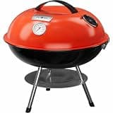 GasOne 14-inch Portable Charcoal Barbecue Grill with Thermometer – Red